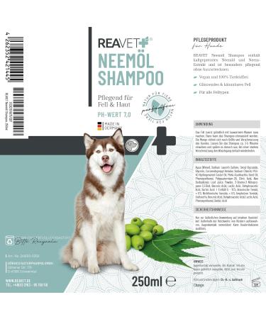 Reavet Dog Shampoo 250ml - Neem Oil Formula for Itching Fleas Ticks & Mites - Suitable for All Breeds & Puppies - Pleasant Fragrance & Skin-Friendly - Buy Online on GoSupps.com