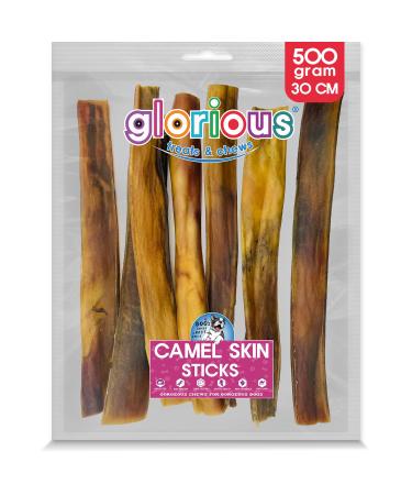 Camel Skin Chews for Dogs - Premium Natural Dog Treats: Long Lasting Chew for Dental Health Perfect for Medium to Large Dogs with Unique Camel Scalp & Strips Flavor Sticks 500 g (Pack of 1)