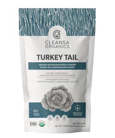 Turkey Tail Mushroom Extract Powder by Cleansa Organics- Immunity Boost & High Antioxidants- Gluten Free (60 grams) - Perfect for Coffee Smoothies and Tea - Made with USDA Organic Mushrooms