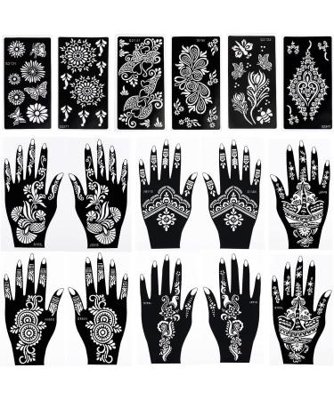 Henna Tattoo Stencil Kit - 16 Sheets for Hands, Legs & Body - Glitter Airbrush DIY Indian Temporary Tattoo Stickers for Women & Girls - Buy Online on GoSupps.com