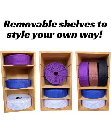 Brazilian Jiu Jitsu Belt Display | Pine Belt Box | BJJ Belt Rack for 5 Belts | from White to Black Belt Hanger | Martial Arts Belt Holder Case | Gifts for Jiu Jitsu Practitioners | OSS - Buy Online on GoSupps.com