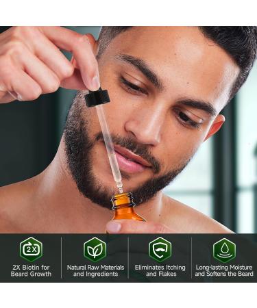 Beard Growth Oil - 2X Biotin Conditioner for Men | Softens Moisturizes & Strengthens Mustaches - Natural Argan & Jojoba Oil - 2 Fl. Oz - Sandalwood Scent - Buy Online on GoSupps.com