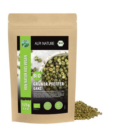 Alpi Nature Poivre Vert en Grain BIO 125g Poivre Vert Grains Entiers pour la Cuisine et M langes d' pices 125 GR
