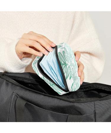 Women's Bonds Storage Pockets Stillpad - Hand-Drawn Monstera Leaves Pattern Portable Period Kit | Stylish Feminine Product Bag - Buy Online on GoSupps.com