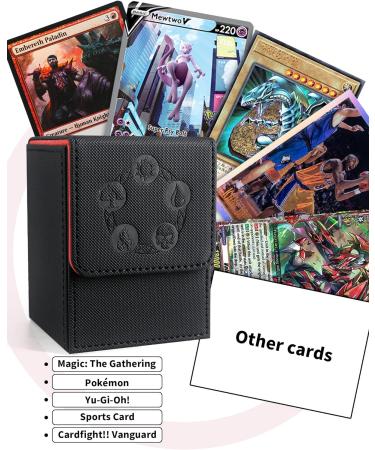 ZLCA Card Deck Box - Fits 100+ Single Sleeved MTG Cards - PU Leather - Strong Magnet - Black & Red - Buy Online on GoSupps.com