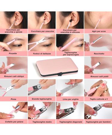 Jupeli Pink Manicure Set | Stainless Steel Nail Care & Clipper Kit for Women | Complete Pedicure Tools & Grooming Essentials - Buy Online on GoSupps.com
