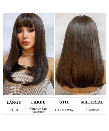 Testar 24 Inch Dark Brown Wig for Black Women | Long Straight Natural Art Hair Wig - Perfect for Everyday & Parties - Buy Online on GoSupps.com