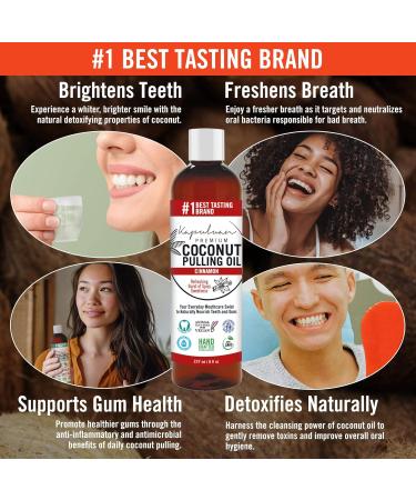 Coconut Oil Pulling Mouthwash - 100% Pure & Natural Non-GMO Ayurvedic with Refreshing Cinnamon | Best for Teeth & Gums - Buy Online on GoSupps.com