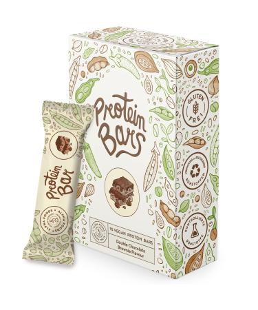 Vegan protein bars 15 x 55g - Double chocolate brownie - juicy vegan protein bar - low sugar high protein with chocolate - box with 15 bars - Buy Online on GoSupps.com