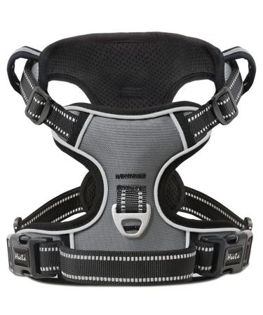 Heele dog crockery no-pull dog harness breast dishes for medium-sized dogs softly breathable reflectively reflective dog harness Anti pull with padded handle gray XS XS uni-gray