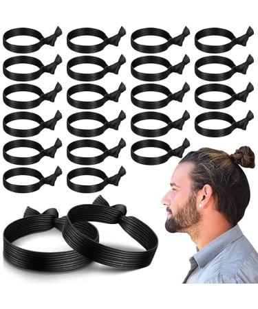 Knotted Mens Hair Ties Elastic Flat Man Bun Hair Tie No Crease Breakage Hair Ties for Guys Strong Ponytail Holders for Men with Thick Long Curly Hair 36 Pcs 