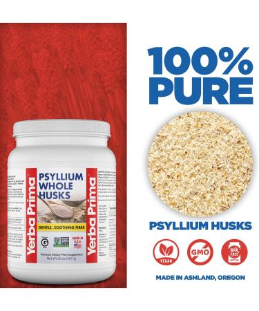 Yerba Prima Psyllium Whole Husks Fiber Supplement 20oz - Colon Cleanse Gut Health - Vegan Non-GMO Gluten Free - 1 Pack (114 Servings) - Buy Online on GoSupps.com