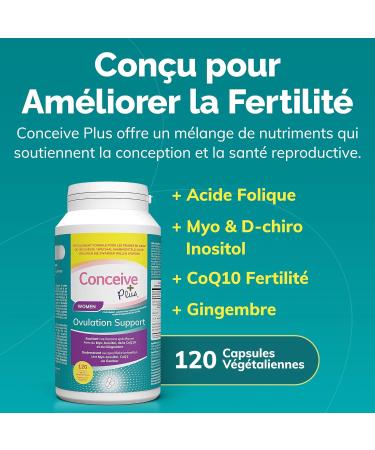 Conceive Plus Woman Support For Ovulation - Improves Ovarian Health & Hormonal Balance - Fertility With Myo-inositol Folic Acid Rooster 10 & Ginger - Supplement For Sopk - 120 Capsules - Buy Online on GoSupps.com