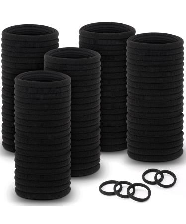 100 Pcs Black Hair Ties Band Pony Tail Bands Stretch Elastics Thick Hair Ties Seamless Hair Ties Ouchless Hair Ties for Thick Heavy and Curly Hair Women Diameter 1.77 Inches