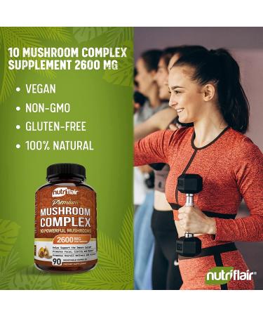 NutriFlair Premium Mushroom Complex 2600mg - 90 Caps | Enhanced Immunity & Vitality - Buy Online on GoSupps.com