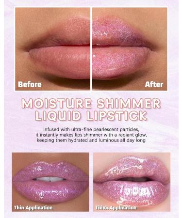  Lestpola Liquid Glitter Lipstick Light Pink 3D Moisturizing Holographic Volume Shiny with Very Delicate Color Veil Durable Waterproof Non Sticky Glitter Makeup for Women-03 - Buy Online on GoSupps.com