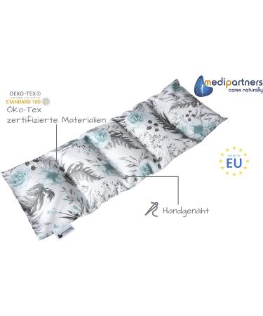 Medi Partners Cherry Core Pillow 60x20cm - 100% Cotton 5 Chambers Eco-Friendly Heat & Cold Therapy Removable Gray Floral Cover - Buy Online on GoSupps.com