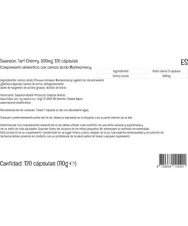 Swanson Tart Cherry 500mg 120 Capsules - High Strength, Lab Tested, Soy Free, Gluten Free, Non-GMO - Buy Online on GoSupps.com