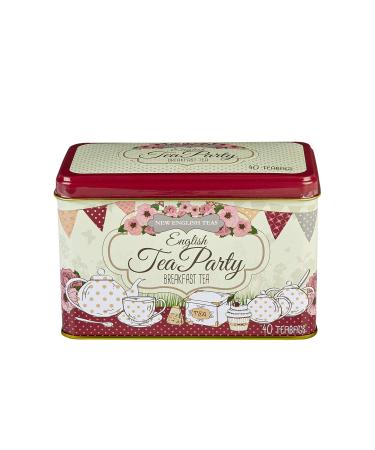 New English Teas English Tea Party Tea Tin with 40 English Breakfast Teabags