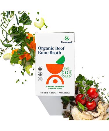 Gourmend Foods Organic Beef Broth | Low FODMAP Certified | Deliciously Digestible  Gut Friendly  IBS Friendly | Onion & Garlic Bulb Free | Unsalted  No Fillers or Preservatives | 16.9 Ounce (Pack of 3) 3 Pack - Buy Online on GoSupps.com