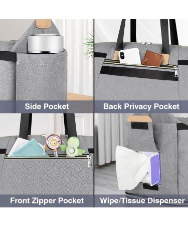 Multifunctional Diaper Bag for Babies - 7 Piece Large Mom Bag with Portable Diaper Pad Pacifier Pocket & Organizer - Perfect for Travel Work & Delivery - Gray - Buy Online on GoSupps.com