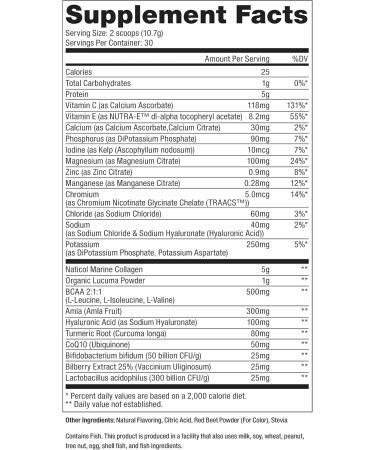 Beauty Cocktail Powder | Natural Berry Hydration Premium Marine Daily Electrolyte Drink Mix for Skin Hydration Radiance & Smooth Texture for Hair Nails & Complexion | 30 Servings | 11.3 oz - Buy Online on GoSupps.com