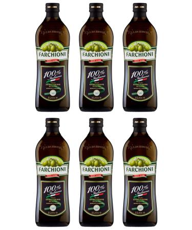 Farchioni Farchioni Extra Virgin Olive Oil Set of 6 100% Italian Extra Virgin Olive Oils with Italian Olives 1 liter of cold-pressed cooking oil
