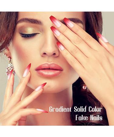 480 pc Medium Length Matte & Gradient Coffin Press on Nails - Full Cover False Nails for Nail Art - Glossy Fake Nail Tips for Women & Girls - Buy Online on GoSupps.com