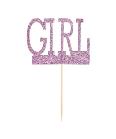Darice Girl Cupcake Picks for Baby Shower: Pink Glitter 4 Inches 12 Pieces Wood One size