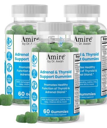 Amire by Dr. Awan Thyroid Support Gummies Promotes Healthy Function of Thyroid Kelp Selenium & Ashwagandha to Improve Energy Immunity Metabolism 180ct 90day Supply 60 Count (Pack of 3)
