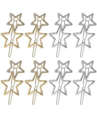 Hollow Star Hair Clips - Non-Slip Metal Geometric Barrettes with Rhinestones (8Pcs) - Stylish Hair Accessories for Women and Girls - Buy Online on GoSupps.com