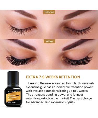 Neenoxtub Sensitive Eyelash Extension Glue - Professional Grade, Ultra-Low Fume, 7-9 Weeks Retention - 5ml - Buy Online on GoSupps.com