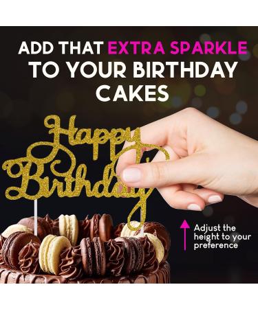 Happy Birthday Cake Topper Glitter Cardstock Toppers - Birthday Decor - Party Decor Supplies - Cake Decoration Items - Glitter Cake Topper - 7 Inches x 5 Inches - Silver - Buy Online on GoSupps.com