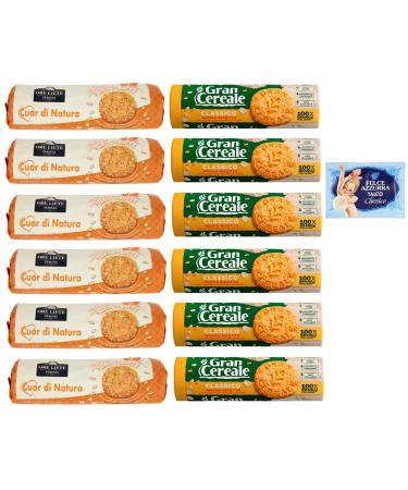 Biscotti Cereali Ore Liete Gran Cereale Pack of 12 biscuits with cereals, packed in a 250 g tube + 1 sachet of talc Felce Azzurra 100 g
