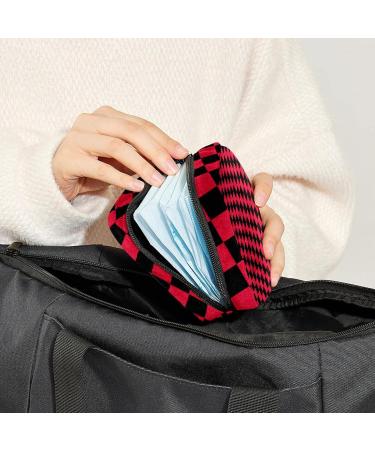GIAPB Period Bag Sanitary Napkin Storage & Travel Makeup Pouch - Red Squares Black Plaid | Color3329 - Buy Online on GoSupps.com
