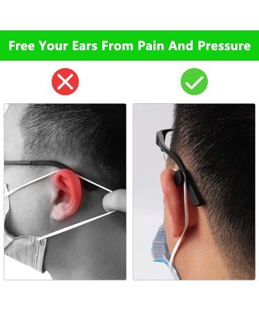 MEETI 6 Pairs Adjustable Eyeglass Hooks for Mask Holders - Silicone Ear Saver for Masks & Glasses - Relieve Mask Ear Pain with Strap Extenders - Black - Buy Online on GoSupps.com