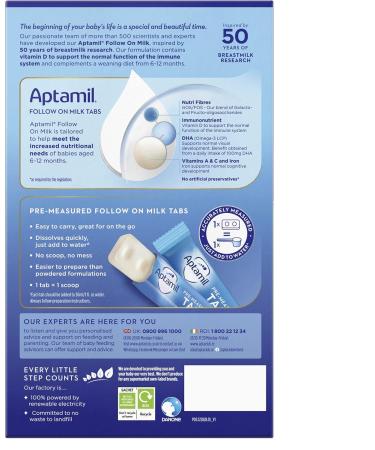 NUTRICIA LTD Aptamil 2 Follow On Baby Milk Formula PreMeasured Tabs 612 Months 120 Tabs Pack of 4 1 Tab 1 Scoop 24 g - Buy Online on GoSupps.com