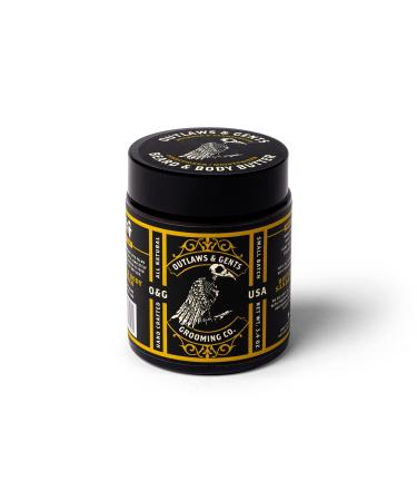 Outlaws and Gents Grooming Co. Beard and Body Butter - Bourbon Sandalwood Scented All-Natural Moisturizer for Men - Deeply Moisturizes Beard Face and Body Bourbon & Sandalwood