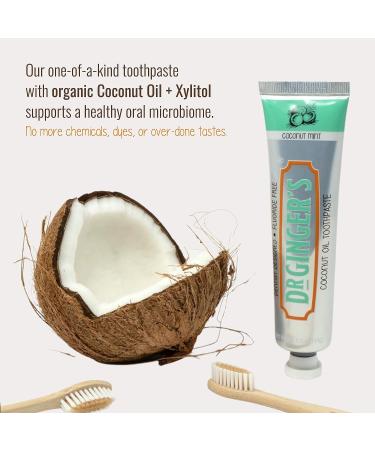 Dr. Ginger's Coconut Oil Toothpaste 4oz - All-Natural Oil Pulling & Xylitol for Fresh Breath, Gum Health, Plaque Prevention, Sensitive Teeth - Coconut Mint Flavor - Fluoride-Free - Buy Online on GoSupps.com