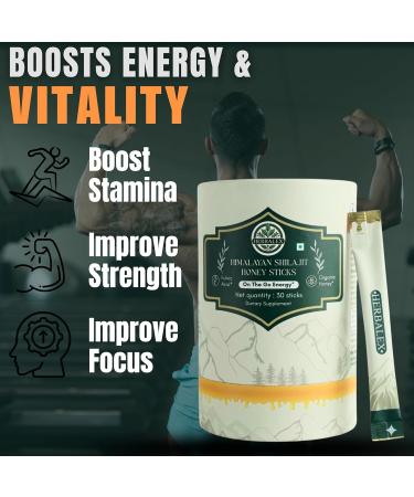 Himalayan Shilajit Sticks with Natural Honey & Saffron | 30 Sachets | 75%+ Fulvic Acid 85+ Trace Minerals | Energy & Vitality Booster for Men & Women | Easy to Consume Immunity & Stamina Support - Buy Online on GoSupps.com