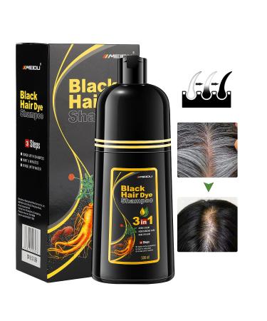 TENGLONG Instant Black Hair Dye Shampoo 500ml - Long Lasting Color, 100% Gray Coverage, Herbal Ingredients - For Men & Women - Includes Gloves - Buy Online on GoSupps.com