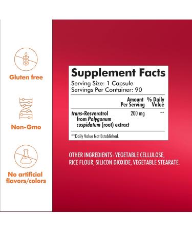 Santo Remedio Trans-Resveratrol 200 mg Supplement Cardiovascular & Antioxidant Support* Plant-Based & Vegan Gluten Free No Artificial Colors 90 Vegetarian Capsules Wellness Gift for Adults - Buy Online on GoSupps.com