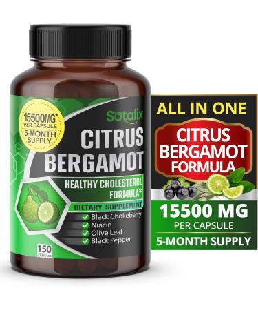 Premium Citrus Bergamot 15500 mg Organic Cholesterol Supplement with Niacin Black Chokeberry Olive Leaf Black Pepper - Heart & Cardiovascular Health Support 90-Day Support (90 Count (Pack 1)) - Buy Online on GoSupps.com