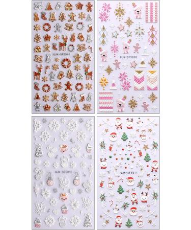 3D Christmas Nail Stickers 4 Sheets 5D Self-Adhesive Embossed Nail Decal Snowflake Nail Art Decoration Design Supplies for Kids Girls Holiday - Buy Online on GoSupps.com