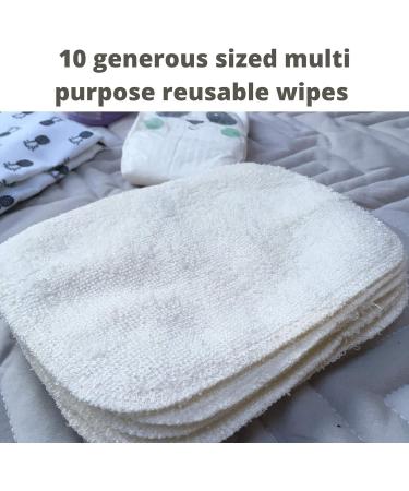 Mama Designs Bamboo Reusable Baby Wipes - 10 Pack | Eco-Friendly & Antibacterial Baby Cloths for Delicate Skin - Buy Online on GoSupps.com