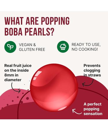 Pomegranate Popping Boba Pearls for Bubble Tea - 450gm | The Inspire Food Company | Vegan & Gluten-Free - Buy Online on GoSupps.com