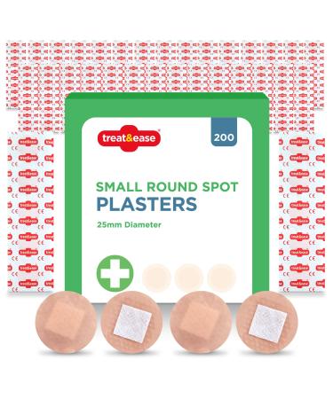 200pk Small Round Spot Plasters | 2.5cm Washproof Spot Plasters Round for First Aid Kit | Fabric Plasters for Wounds Cuts & Bruises | Small Round Plasters | Hypoallergenic Plasters