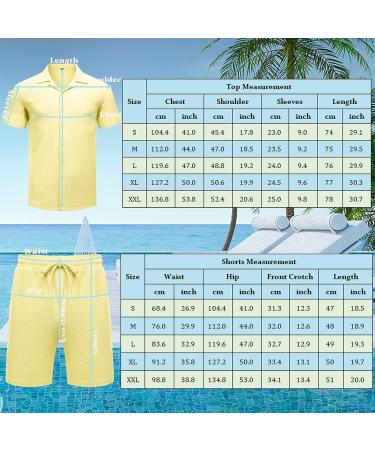AstoSeu Men's Short Sleeve Shirt and Shorts Set - Light Yellow, X-Large - Buy Online on GoSupps.com