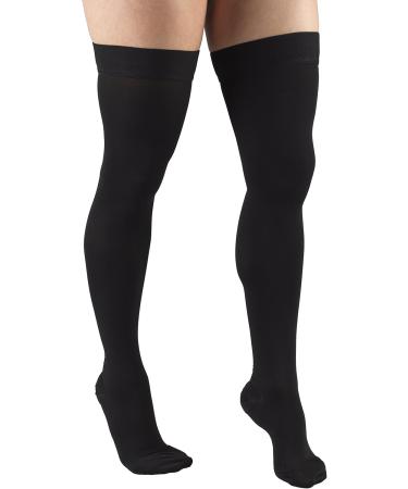 Truform 30-40 mmHg Compression Stockings for Men & Women - Thigh High Closed Toe Dot-Top Black Small (Pack of 2) - International Shipping Available - Buy Online on GoSupps.com