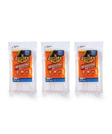 Gorilla Hot Glue Sticks, Mini Size, 8 Long x .27 Diameter, 25 Count,  Clear, (Pack of 3)